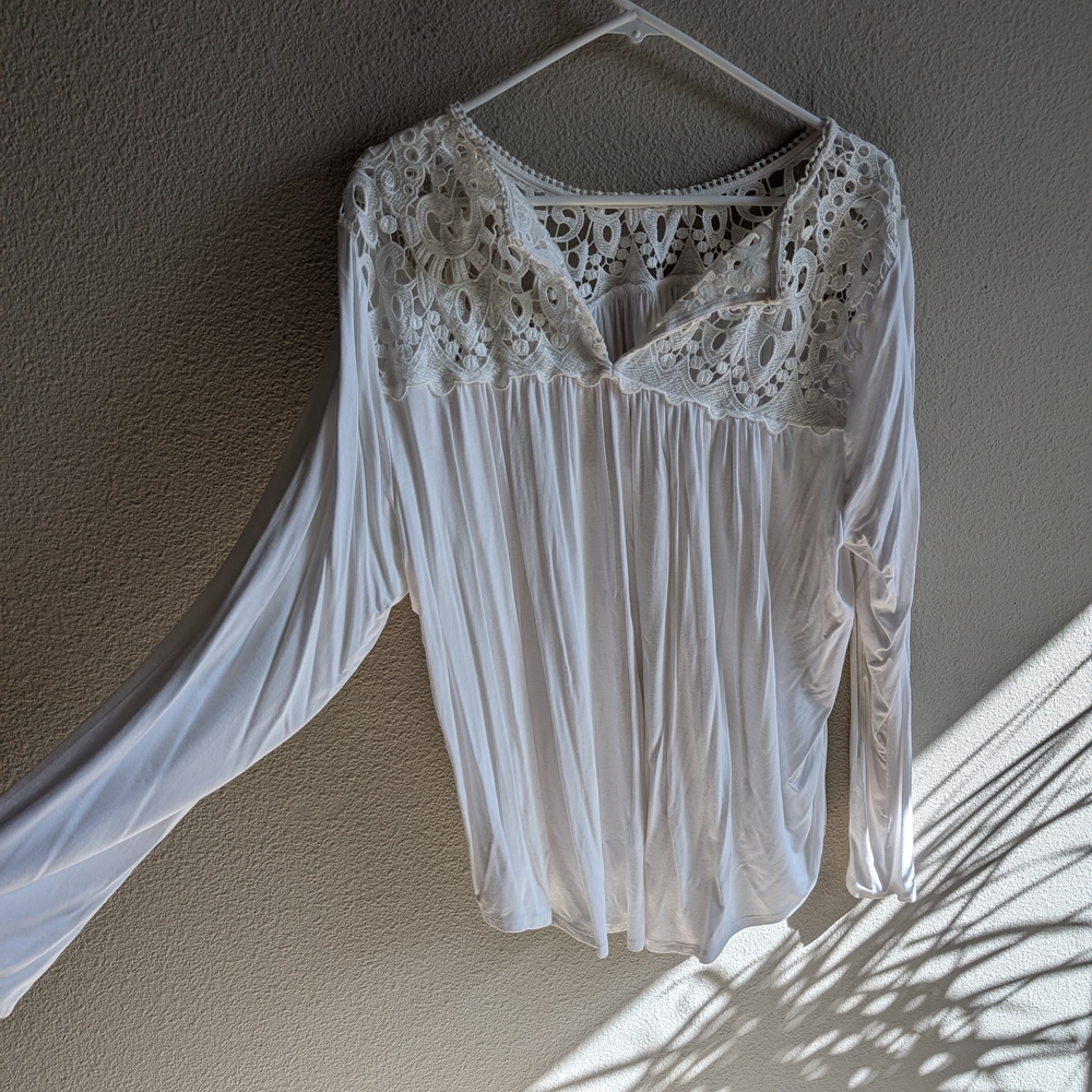 White Lace Detail Blouse